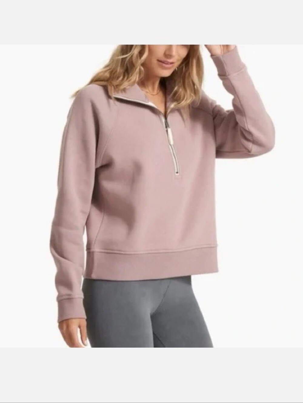 Vuori Women's Half-Zip Pullover in Dusty Pink